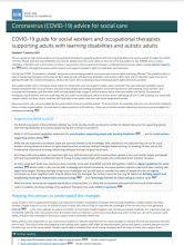 COVID-19 guide for social workers and occupational therapists supporting adults with learning disabilities and autistic adults: (Coronavirus (COVID-19) advice for social care)